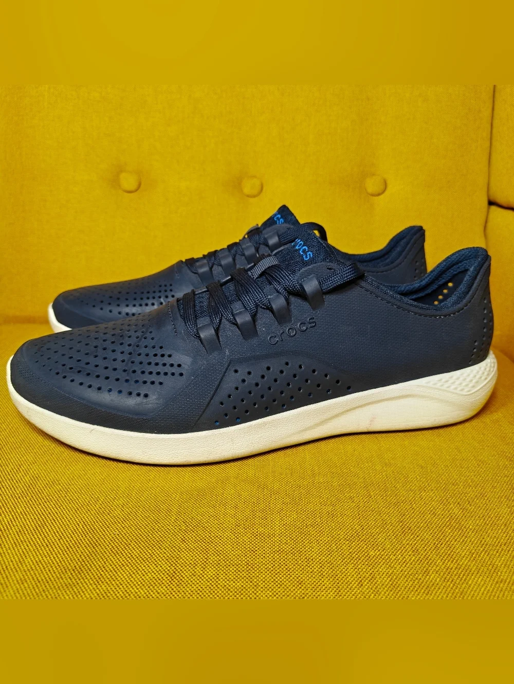 Crocs LiteRide Pacer Sneakers Loafer Lace Up Comfy Navy Blue Men's Shoes Size 12